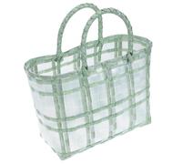 TOYANDONA Woven Jelly Tote Bag Green Plastic Handbag Portable Hand-knitted Handle Lightweight for Beach and Grocery Shopping for Women