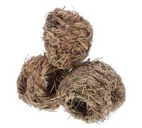 TOYANDONA Woven Straw Hamster Nest and Bunny Hideout 3Pcs Set Sturdy Grass Bed 3.5X3.5X4In for Small Pets Exploration