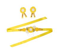 TOYANDONA Yellow Bee Theme Maternity Sash Belt Set for Shower Floral Corsage Daddy Badge Comfortable Polyester Shower Props for Pregnancy Celebrations and Photoshoots