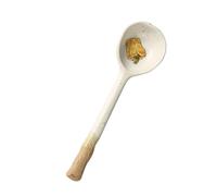 TOYANDONA Yellow Pepper Ceramic Soup Spoon, Porcelain Chinese Ramen Spoon for Soup and Dessert, Small Asian Style Tableware for Restaurant and Home Use