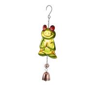 TOYANDONA Yoga Frog Wind Chimes with Vibrant Hand Painted Glass Design Soothing Bell Sounds for Indoor and Outdoor Garden Hanging Decor Versatile Porch Decoration Unique Handmade Home Accent