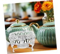 TOYANDONA Zinc Alloy Tea Warmer with Candle Holder for Teapot Heating Base Creative European Style Tea Heating Support for Home Office Hotels Silver Finish