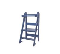 TOYBOX Learning Tower, Montessori Toddler Kitchen Tower, Foldable & Compact Learning Helper Stool for Toddlers with Safety Rail (Navy Blue)