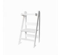 TOYBOX Learning Tower, Montessori Toddler Kitchen Tower, Foldable & Compact Learning Helper Stool for Toddlers with Safety Rail (White)