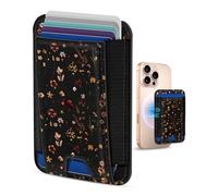 Toycamp Compatible with Magsafe Wallet - for Magnetic Leather Card Holder for Women Girls for iPhone 16/15/14/13/12 Series Cute Aesthetic Design Card Wallet with Elastic Fit 7 Cards, Grow Flower, Grow
