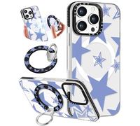 Toycamp for iPhone 13 Case Compatible with Magsafe - for Women Girls Cute Design 360° Magnetic Ring Holder Stand Kickstand Blue Star Girly Funny Fashion Pretty TPU Aesthetic Teen Phone Cover