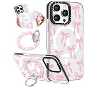 Toycamp for iPhone 15 Pro Max Case - Compatible with Magsafe for Women Girls Cute Design 360° Magnetic Ring Holder Stand Kickstand Girly Fashion Bow Funny Pretty TPU Aesthetic Teen Phone Cover
