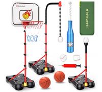 Toycost 4 in 1 Kids Basketball Hoop and T Ball Set, Basketball Hoop, Hanging Tee Baseball Sports & Outdoors Indoor