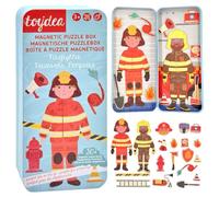 Toydea Magnetic Puzzle Box Firefighter - 30+ Magnetic Dress-Up Pieces | Creative & Educational Travel Toy for Kids Age 3+ | Fine Motor Skills, Imagination & Play | Compact Fireman Gift for Boys & Girl