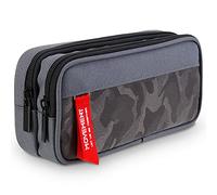 TOYESS Large Pencil Case for Boys and Girls, Lightweight Triple Pockets Pencil Cases with Big Compartments for School Stationary, Camouflage Gray
