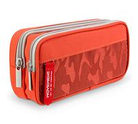 TOYESS Large Pencil Case for Boys and Girls, Personalised Lightweight Triple Pockets Pencil Cases with Big Compartments for School Stationary, Camouflage Orange
