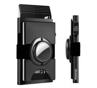 TOYFID Aluminium Card Wallet with Slide Ejector Button, Pop-up Card Holder, RFID Blocking Protect, AirTag Slot, Black