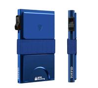 TOYFID Blue Slim RFID Card Wallet, Pop-up Quick Access | Metal card case with backplate & cash band. Holds 6-8 cards. Secure RFID protection. One-hand pop-up access for daily use.