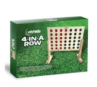 TOYFINITY 4-In-A-Row Wooden Giant Connect Four Style Strategy Board Game with 42 Counters, Carry Bag, Family Outdoor Play