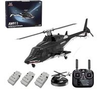 ToyGhillied Air-wolf RC Helicopter for Adults, WOLFBUSH AW-911 Aircraft with air freshener, 1/34 2.4G 9CH Flybarless with 6G/3D Stunt Mode, 3 Batteries, GPS Positioning (RTF Version)