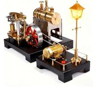 ToyGhillied SE-01 Steam Engine Model with Boiler and Lamp Scene, 2 In 1 Full Metal Beam Engine Steam Engine Model Kit That Works, Retrol Science Kit for Adults Xmas Gifts (84PCS)