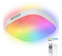 ToyGlee Shower Light IP65 Waterproof, 18 Colors Motion Sensor Ceiling Light, Rechargeable Closet Light with 10000mAh Battery & Remote, LED Bathroom Shower Lamp for Inside Shower (RGB, 1 Pack)