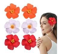 Toyhood 10cm Colorful Hawaiian Flower Hair Clip, 6pcs Tropical Party Flower Headbands Decor, Beach Bohemia Style Foam Hairpins, Hawaii Headpieces, for Wedding Summer Luau Aloha Party (Pink)