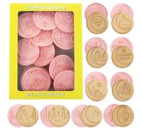 Toyhood 10pcs Ramadan Cookie Cutters Set, Round Shape Eid Mubarak Cookie Mold Biscuit Molds, Silicone Mold DIY Baking Tool, 3D Eid Element Cookie Stamps, Star, Moon, Mosques