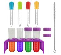 Toyhood 10pcs Science Kits Potion Making Kit, 4 Set Dropper Pipettes with Stand, Plastic Test Tubes Dropper, with Cleaning Brush for Creative Science Experiments Kids Educational Toy