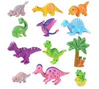 Toyhood 12Pcs Mini Realistic Dinosaur Figures Set, 3D Cute Dinosaur Cake Decoration, Educational Animal Dinosaurs Toys, Birthday Party Supplies, Stocking Filler, for Baby Shower Boys Girls