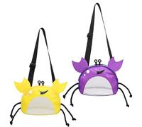Toyhood 2Pcs Crabs Pattern Mesh Beach Bag, Beach Toys Mesh Seashell Bags, Shell Collecting Totes with Adjustable Carrying Straps, Beach Sand Toy Totes for Kids Toddlers (Yellow)