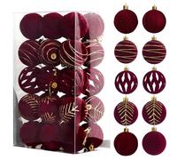 Toyhood 30pcs 60mm Christmas Ball Ornaments Set, Red Green Balls, Shatterproof Christmas Tree Baubles, for Xmas Tree Hanging Decoration Holiday Wedding Party (Red)