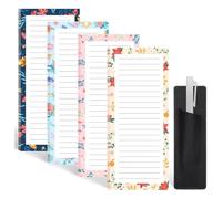 Toyhood 4 Pack Magnetic Notepads List Pad with Pen Cap, Grocery Notepads | 200 Sheets Floral Planner List Sheets for Fridge, Shopping List Pads, Memo Pad, To-Do List Pads, Note pads