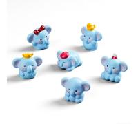 Toyhood 6Pcs Cute Elephant Figures Cake Topper, Mini Resin Animals Figurines, Tiny Elephant for Landscape Ornaments Miniature Garden Decor Potted Plant, Cake Topper Decoration