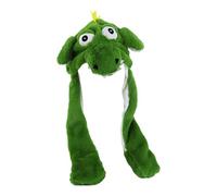 Toyhood Animals Ears Moving Hat, Jumping Dinosaur Tigers Cosplay, Funny Plush, Winters, for Girls Women Child Adult (Green)
