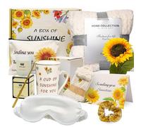 TOYIYAR Get Well Soon Gifts, Birthday Gifts for Women, Sunflower Gifts, Sending You Sunshine, Unique Relaxation Gifts Box with Luxury Flannel Blanket for Best Friend, Thinking of You Gifts