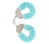 ToyJoy Furry Fun Hand Cuffs Blue Plush Heavy Duty Metal Safe Wrist Bondage Play