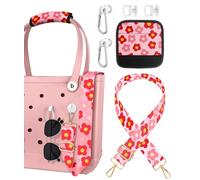 Toykee Bag Strap Crossbody for Bogg Bag Accessories - Charms Shoulder Strap Neoprene Luggage Handle Wrap for Suitcase & 2 Key Holders Flower