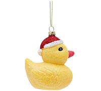 Toyland® 12cm Yellow Glittery Festive Duck Shaped Christmas Baubles - Christmas Tree Decorations