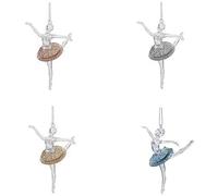 Toyland® 15cm Glitter Plastic Ballerina Set of 2 Asst. Colours - Seasonal Decoration - Christmas Tree Ornament