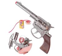 Toyland® 19cm (8") Die-Cast Metal Cowboy Toy Pistol - Cap Gun With 1200 Shot Paper Caps Included - Sound & Smoke Effects