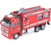 Toyland® 19cm Die Cast Red Pull And Go Toy Fire Engine - Emergency Service Vehicles (Hose)