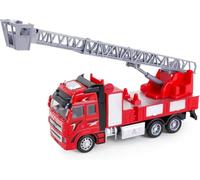Toyland® 19cm Die Cast Red Pull Back And Go Toy Fire Engine - Emergency Service Vehicles (Extendable Ladder)