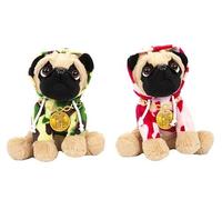 Toyland® 2 Assorted Dress Up Pug Life Gangster Plush in Camouflage Hoodie - Childrens Animal Soft Toys