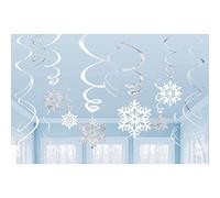 Toyland® 2 Packs Of 6 Hanging Snowflake Swirl Decorations For Frozen Themed Parties (Silver)