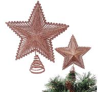 Toyland® 23cm Glittery Rose Gold Tree Top Star - Luxury Christmas Tree Decorations - Tree Toppers