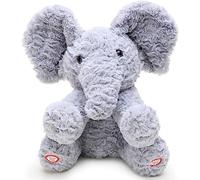 Toyland® 30 cm (12") Peekaboo Elephant Plush Stuffed Toy - Animated Singing Toy with Double Function and Movable Ears - Perfect for Development