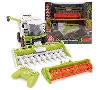 Toyland® 31cm (12") Remote Control Combine Harvester With Lights, Sound & Smoke Effect - 2 Harvesting Attachments Included - Farming Toys - 1:24 Scale