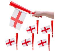 Toyland® 36cm (14") 6 x England Flag and Horn - St George's, Euros & World Cup - Football Match Noisemakers - English Party Decorations