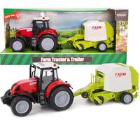 Toyland® 37cm Red Tractor & Trailer With Lights & Sound - Kids Farm Toys (Tractor & Baler)