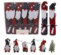 Toyland® 6 Glitter & Polka Dot Gonk Christmas Crackers With Write On Tags - Plastic, Hats, Mottos & Snaps Included