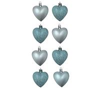 Toyland® 8 x 5cm Ice Blue/Baby Blue Coloured Matt Heart Shaped Christmas Tree Baubles