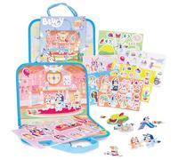 Toyland® 96 Piece Bluey Felt Activity Set - Portable Carry Case with 2 Scene Backgrounds - 95 Characters & Props - Mess Free Imaginative Play Toys - Age 18 Months +
