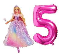 Toyland® Barbie Foil Balloon Pack - 1 x 42" Character Shape & 1 x 40" Number - Kids Party Decorations