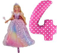 Toyland Barbie Foil Balloon Pack - 2 Pink Balloons (42" Character, 40" Number) - Kids Birthday Party Decorations